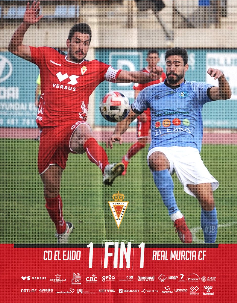 realmurciacfsad's tweet photo. #J9 // FINAL / 1-1 / ¡FINAL DEL PARTIDO! Conseguimos un punto tras un buen partido del #equipo en el Mpal. Santo Domingo de #Ejido
#EjidoRealMurcia https://t.co/UiSWZLJoCc