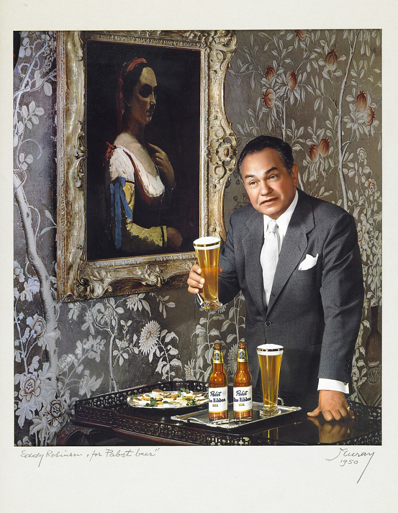 Nickolas Muray turns a Pabst advertisement into a wonderful portrait of Edward G. Robinson, c. 1950. Can anyone identify the painting? I'm assuming it's from Robinson's own collection. Perhaps it's on this list of 40 works lent to MOMA:  https://www.moma.org/momaorg/shared/pdfs/docs/press_archives/1685/releases/MOMA_1953_0015_15.pdf?2010