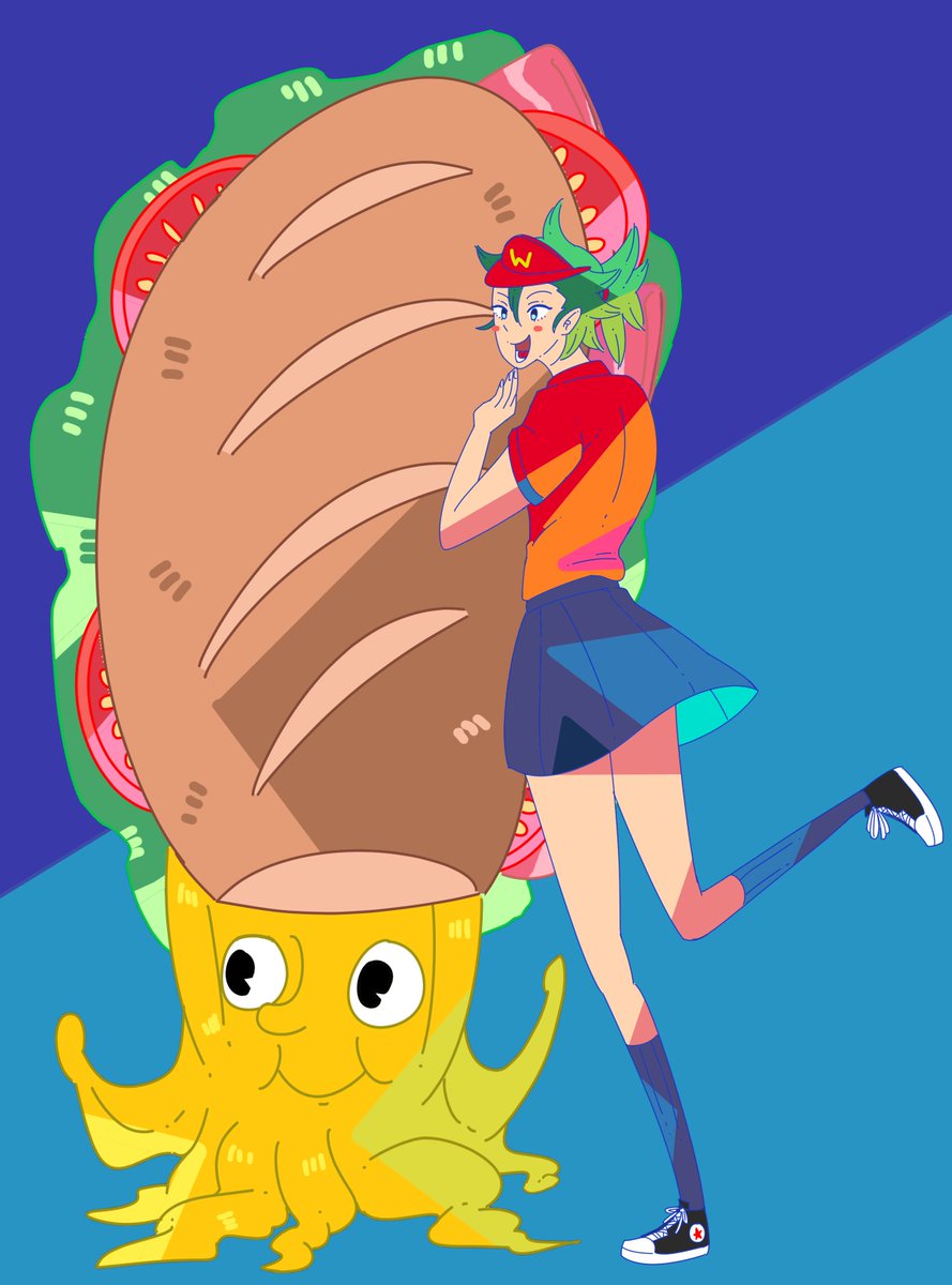 きのこの帽子 ご注文いかがですか サンドウィッチ ポップ イラスト ウェイトレス ファストフード