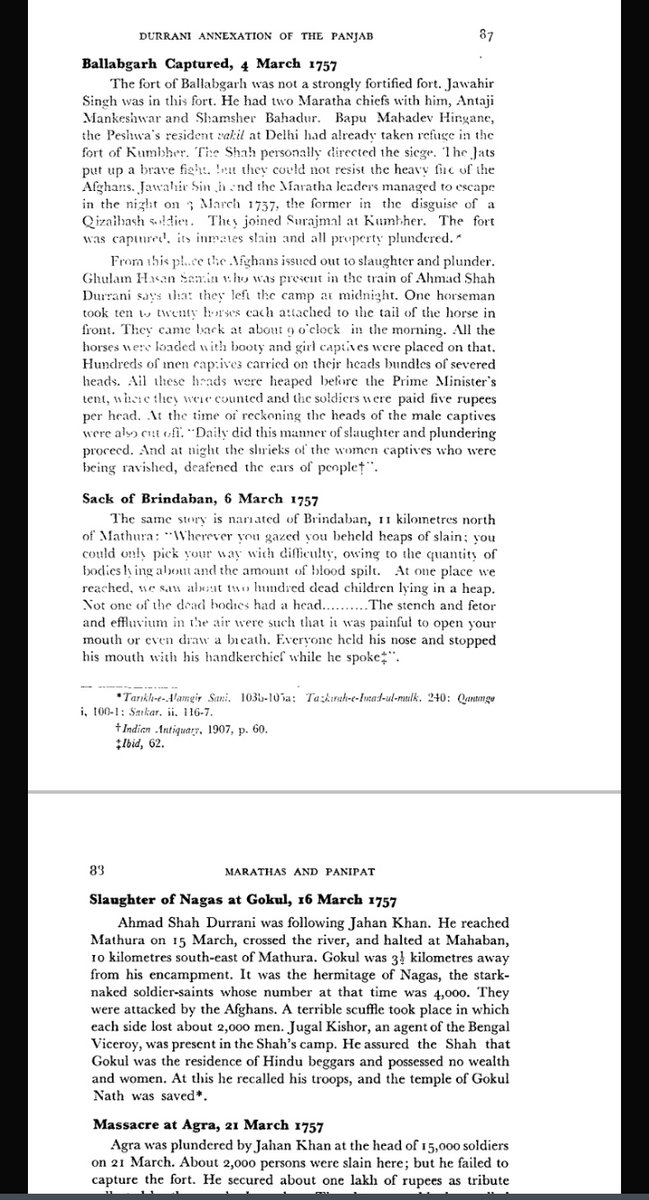 9.In 1757 Ahmad Shah Durrani again Invaded India which caused so much violence in Delhi, Mathura, agra, Brindavan, Gokul, Ballabhgarh, Bulandsaher.
