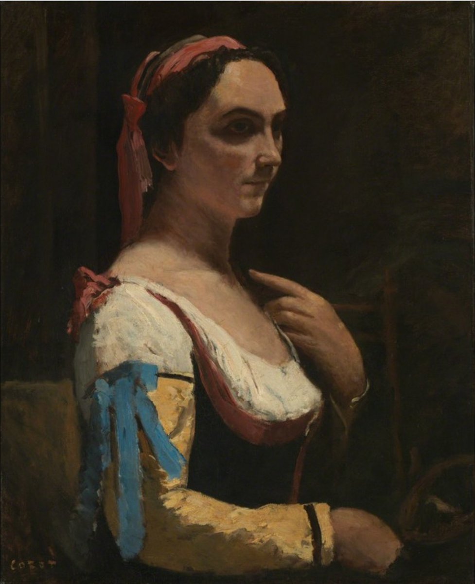 Indeed, it is! Amongst the 40 works that Edward G. Robinson lent to MOMA in 1953 was Jean-Baptiste-Camille Corot's L'Italienne ou La Femme à la Manche Jaune (The Italian Woman, or the Woman with Yellow Sleeve), about 1870. It's now in the  @NationalGallery in London.