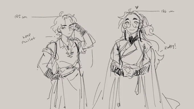 nyehe oc sketches from priv... the premise is that theyre prophesized to k1ll one another...... 