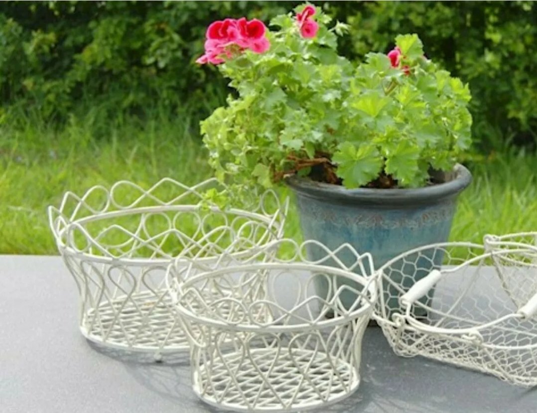 Vintage metal ornate garden bowls