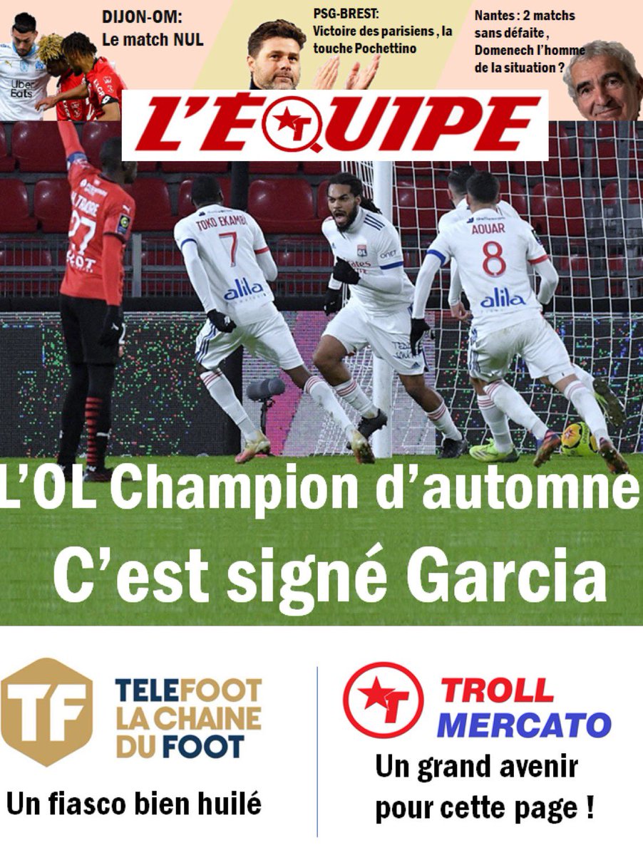 mercato_troll's tweet photo. Le journal @lequipe n’a pas publié de journal aujourd’hui. Nous nous en sommes occupés. #Ligue1UberEats https://t.co/nfu7PwNnzA