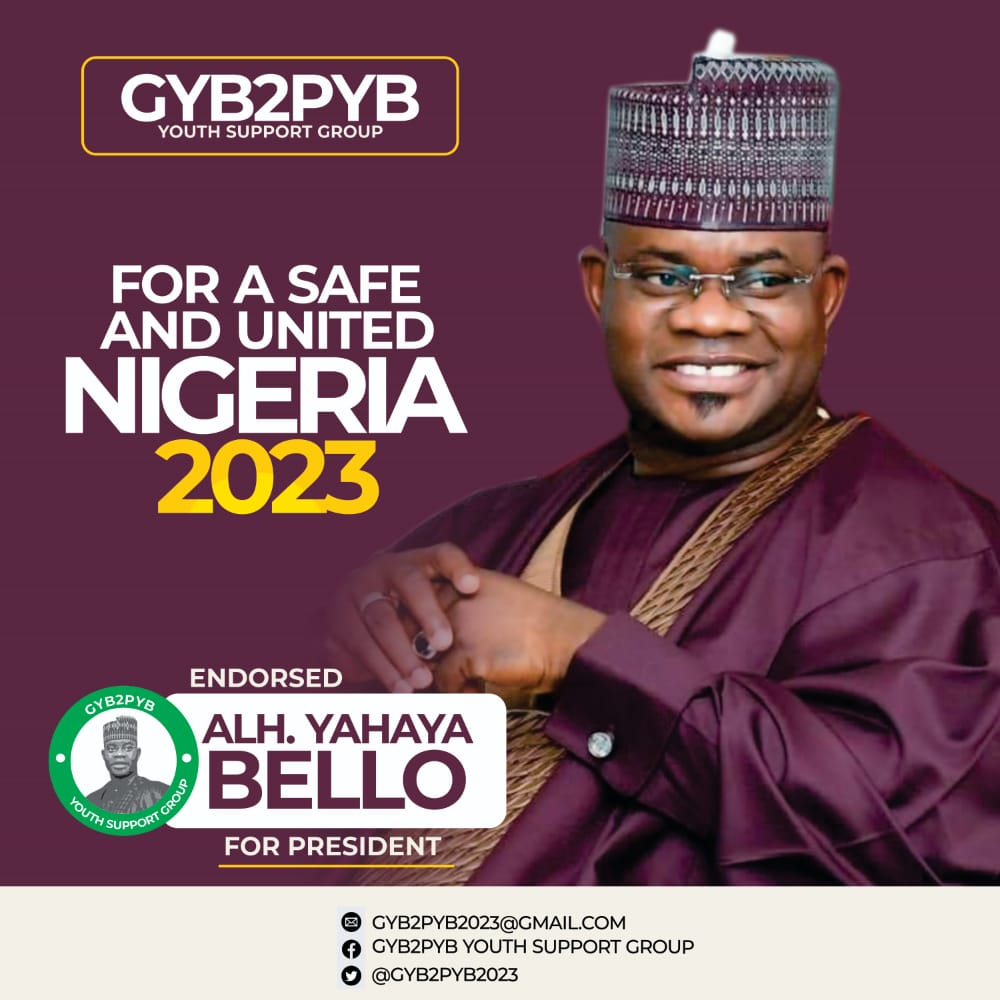 Prof_James5's tweet photo. The call by spirited Nigerians for Alh Yahaya Bello to lead Nigeria and Nigerians is gathering more momentum. It's a right call and a purposeful mission. Let's join now. @OnoruoyizaAhmad @gyb2pyb @Dr_DsOmeiza @ItzAmeer01 @AsukuPharm @ziliyax @ed_onoja @eMedia_KG @Folasadeatteh1 https://t.co/7PCzyxhxDJ