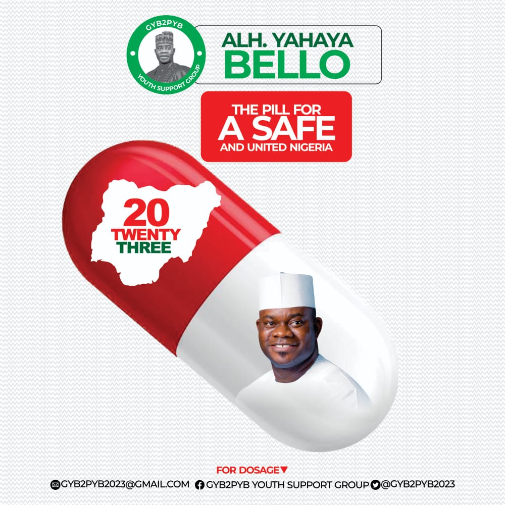 Prof_James5's tweet photo. The call by spirited Nigerians for Alh Yahaya Bello to lead Nigeria and Nigerians is gathering more momentum. It's a right call and a purposeful mission. Let's join now. @OnoruoyizaAhmad @gyb2pyb @Dr_DsOmeiza @ItzAmeer01 @AsukuPharm @ziliyax @ed_onoja @eMedia_KG @Folasadeatteh1 https://t.co/7PCzyxhxDJ