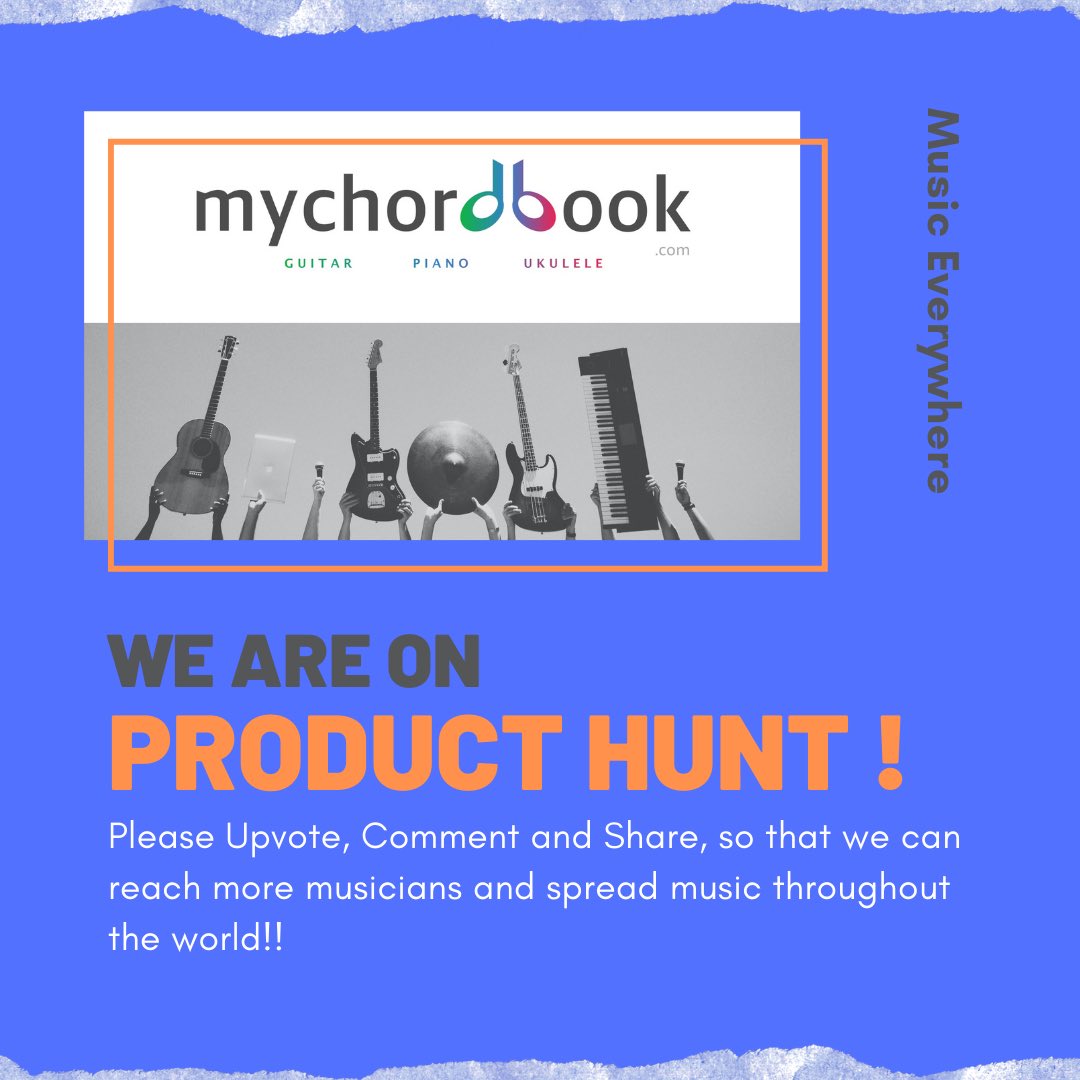 Giray123's tweet photo. Mychordbook, Product Hunt’da. Eğer oylarsanız, yorum bırakırsanız ve paylaşırsanız çok sevinirim. Dünyaya daha fazla müzik yayabiliriz böylelikle.  https://t.co/XESzRm7qkw 
#mychordbook #producthunt #music #education https://t.co/KalDKKCM77