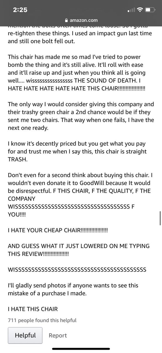bigdurbstan's tweet photo. Please, please do yourself a favor and read this Amazon review about this guy’s gaming chair https://t.co/D0GubCgERy