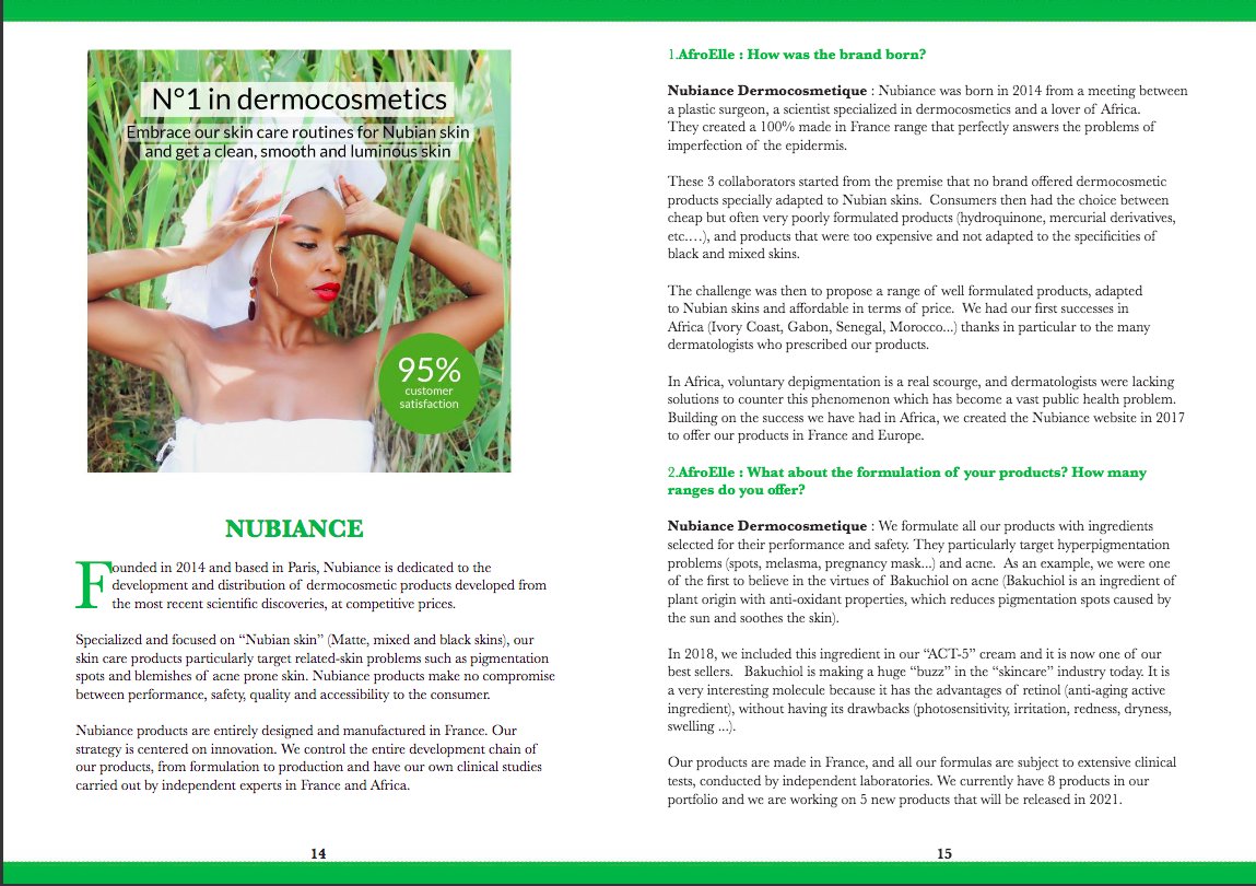 Founded in 2014 and based in Paris, Nubiance is dedicated to the development and distribution of dermocosmetic products developed from the most recent scientific discoveries, at competitive prices.nubiance.fr/en/