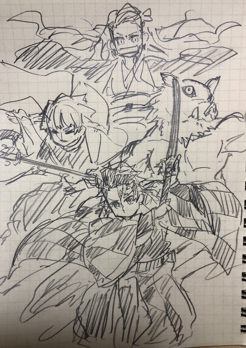 唐突に家族に「鬼滅描いて」と言われてた 