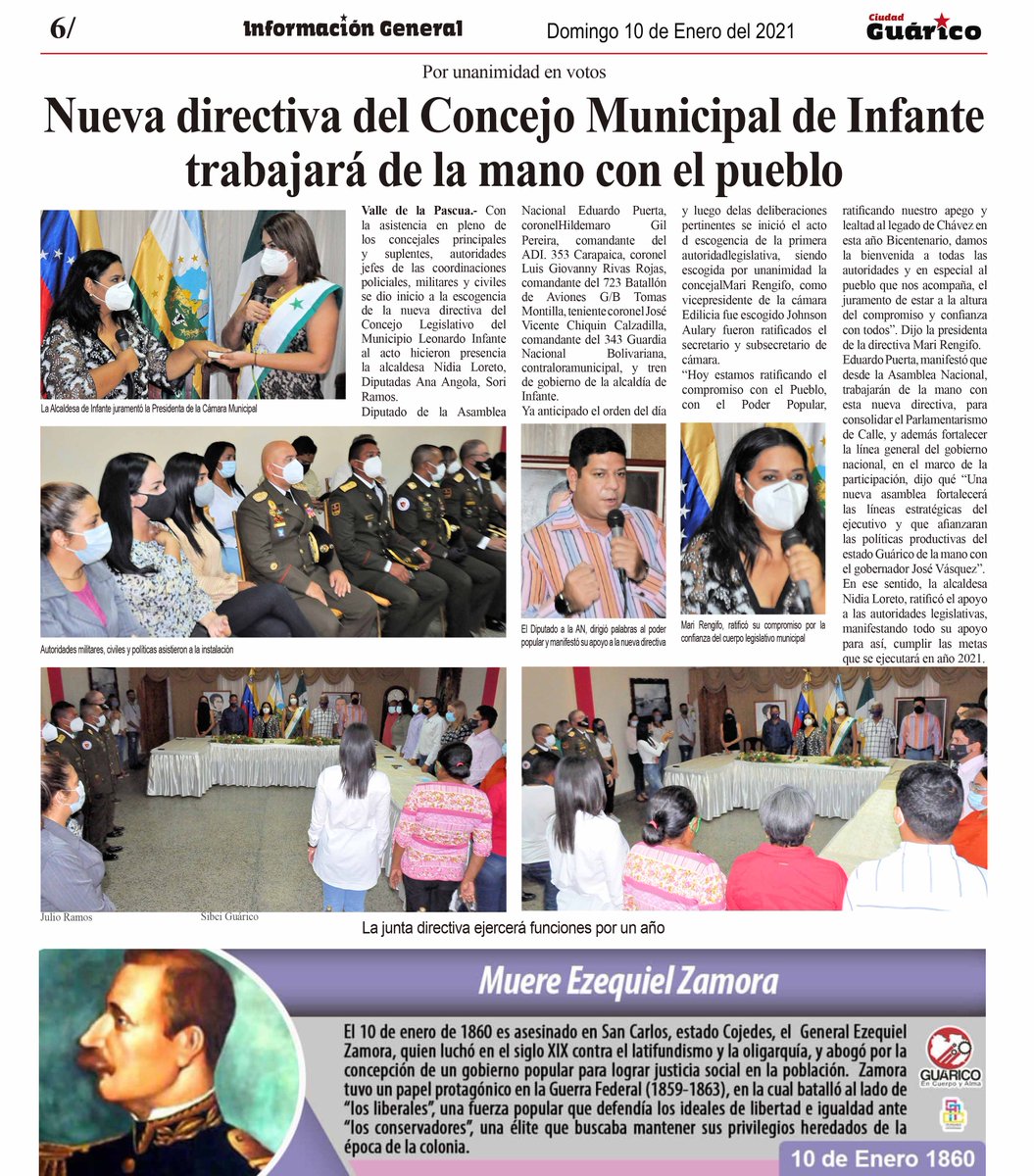 GuaricoGestion's tweet photo. #InfGeneral || Nueva directiva del Concejo Municipal de Infante trabajará de la mano con el pueblo
#CombateAlCOVID19
#ProducirEsVencer
#EnCuerpoYAlmaPorGuárico https://t.co/oFF4bSCkMe