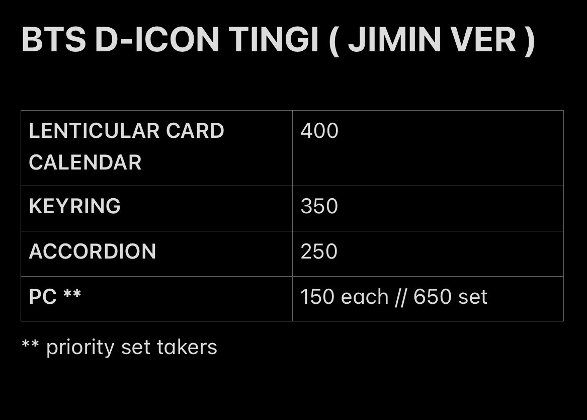foralwayzness's tweet photo. #BHK_TINGI

BTS D-ICON MAGAZINE ( JIMIN COVER ) 

Check photo for pricelist 👇🏻
1 slot each 
DOP: JAN 30
NORMAL ETA ( late feb - march ) 

comment mine + item https://t.co/DTWj2gOm3t