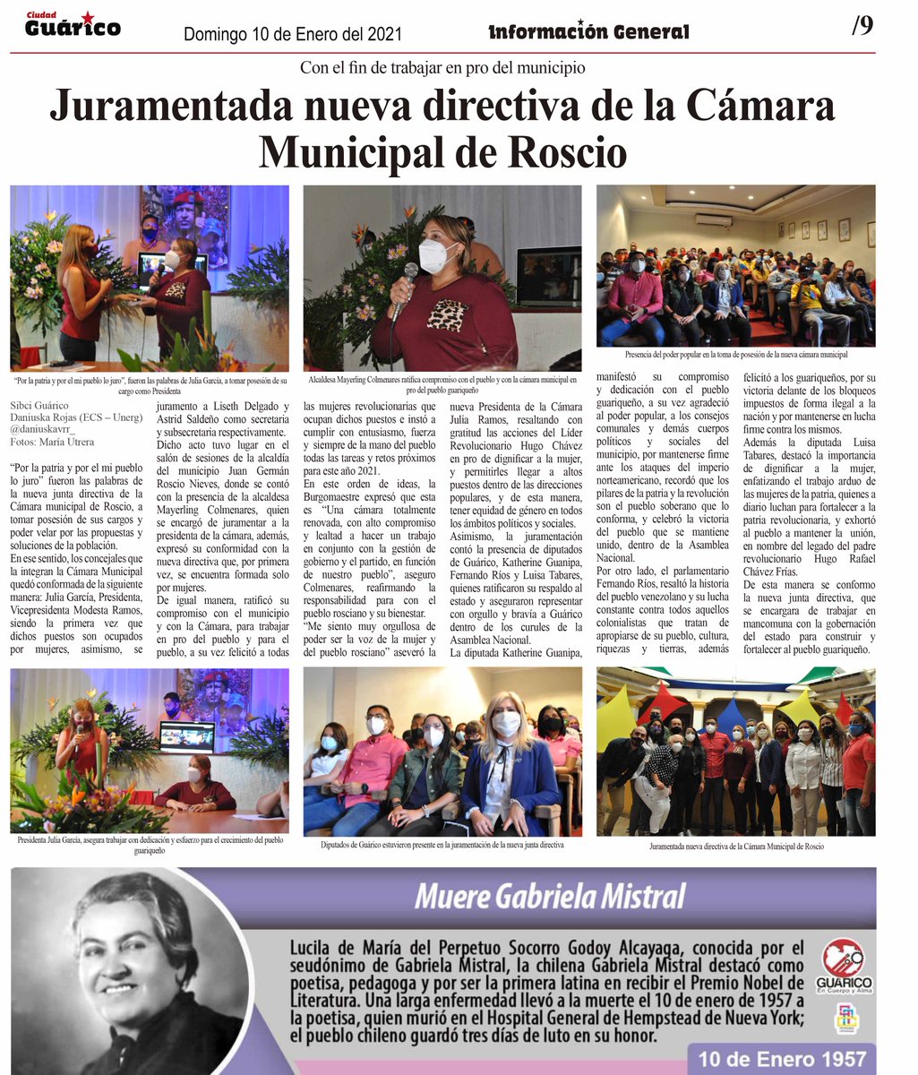 GuaricoGestion's tweet photo. #InfGeneral || Juramentada nueva directiva de la Cámara Municipal de #Roscio
#CombateAlCOVID19
#ProducirEsVencer
#EnCuerpoYAlmaPorGuárico https://t.co/EaiEuR1HPC