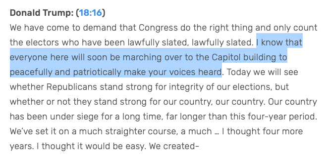 JordanSchachtel's tweet photo. I made a mistake initially relying on news report about POTUS call to action re Cap Hill. Transcript is very clear. He was NOT inciting violence. POTUS did not direct any action other than protest march. "Peacefully &amp; patriotically." Any other interpretation is subjective. https://t.co/KM4m3Ghl45