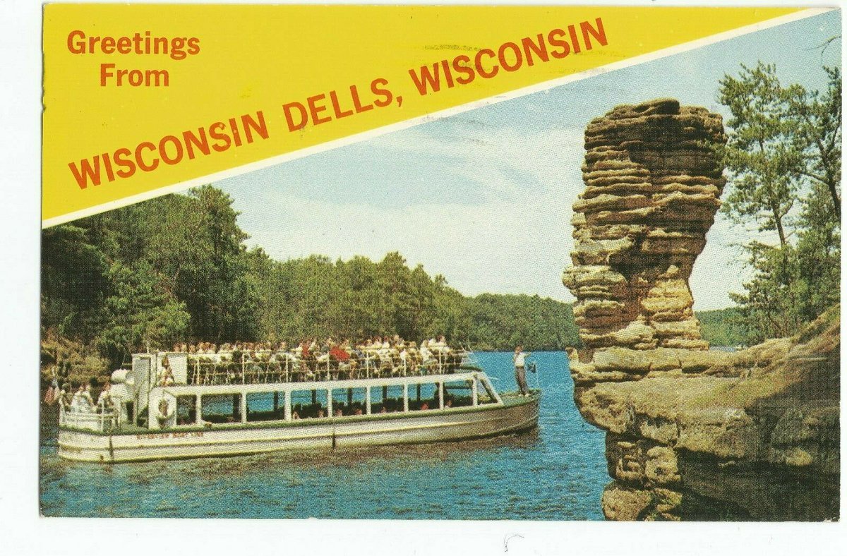WiscDells's tweet photo. Chimney Rock in the #wisconsindells The lone pillar of a rock formation found on the Upper Dells boat trips one of the most unusual in the Dells Area. Photo by John A Trumble #vintagedellspostcards #wiscdells #seewisconsindells #wisdells #dellboats #upperdellsboattrips https://t.co/5Yy00OR7hV
