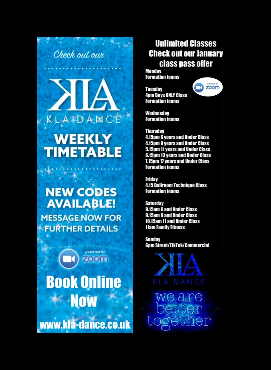 KLADance's tweet photo. Happy New Year everyone π€© weβve been quiet on Twitter so our New Years resolution is to use this more π Hereβs our lockdown timetable π #onlinedancing #newyear #wegotthis #joinusnow https://t.co/yIYTHhfZkn