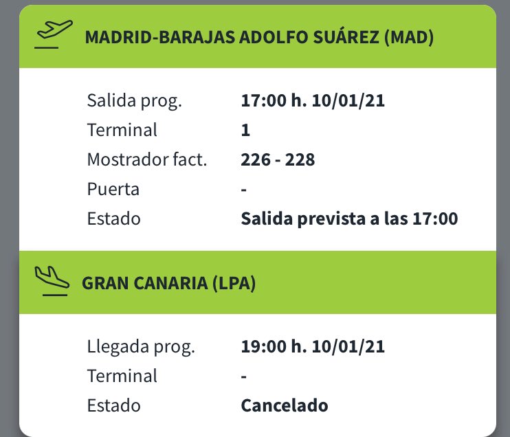 SanchezDIgnacio's tweet photo. @papaorgulloso3 @aricorockon @feeralcorcon @borjafervel @aena @Ryanair_ES @consumogob @aena y esto que quiere decir. Salida aun programada y llegada cancelada 🤨 https://t.co/7xBpLBeXoQ