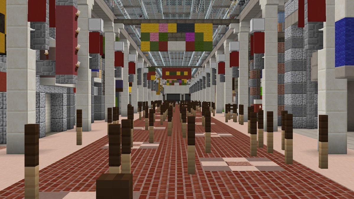 Kiha1 Minecraft現代建築勢 マイクラで学ぶ 望遠圧縮 効果 アーケード商店街 面積2500 を想定 人間に見立てた柵ブロックの密度は10 244人 立ち位置 視点は3枚目まで同じ 1枚目 視野100 2枚目 視野30 3枚目 視野30 軽量化modのズーム機能 4