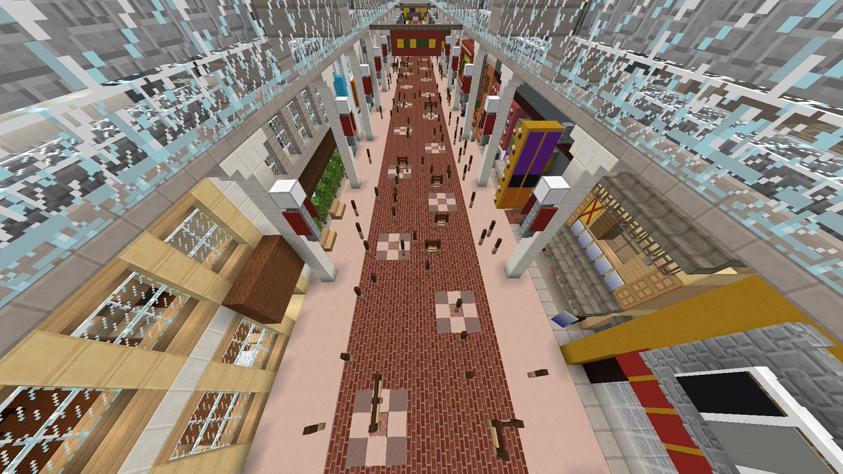 Kiha1 Minecraft現代建築勢 マイクラで学ぶ 望遠圧縮 効果 アーケード商店街 面積2500 を想定 人間に見立てた柵ブロックの密度は10 244人 立ち位置 視点は3枚目まで同じ 1枚目 視野100 2枚目 視野30 3枚目 視野30 軽量化modのズーム機能 4