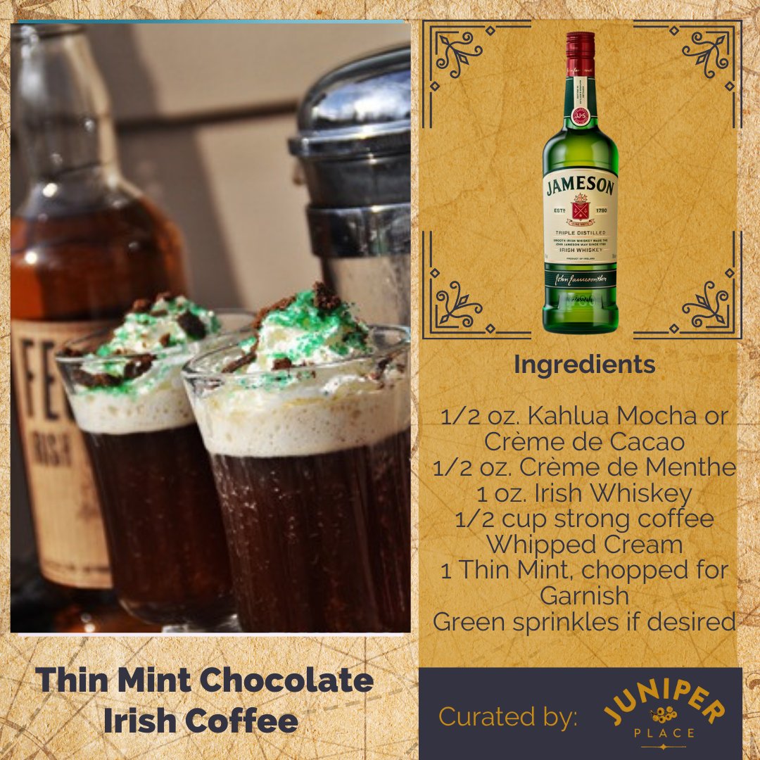On a cold winter's day try making this recipe we have discovered for a Thin Mint chocolate Irish coffee. 
We serve a similar version at Juniper Place. Recipe in Latest News our website
juniper-place.co.uk/warming-mint-c…