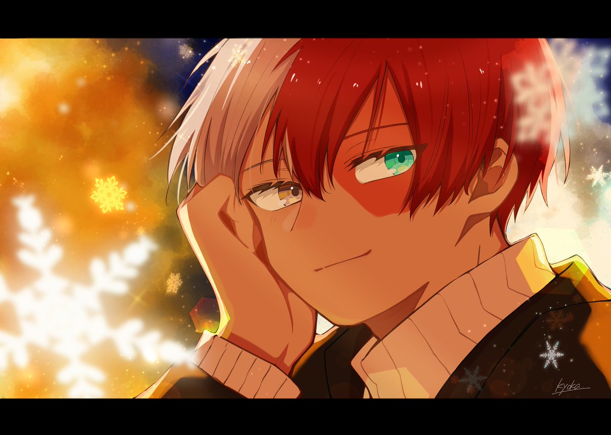 todoroki shouto 1boy male focus red hair heterochromia scar on face scar letterboxed  illustration images