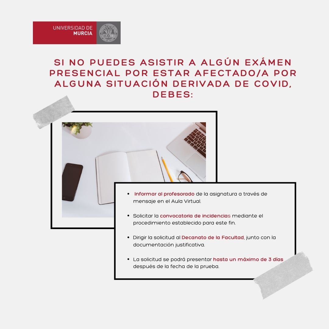 estudiantesumu's tweet photo. ‼️EXÁMENES UMU

A pocas horas de comenzar los exámenes en la @UMU os recordamos:

❌Si NO puedes asistir a algún exámen presencial por estar afectado/a por alguna situación derivada de COVID (caso positivo, contacto estrecho de un positivo o síntomas Covid) sigue estos pasos ⬇️ https://t.co/3W71by4q0S