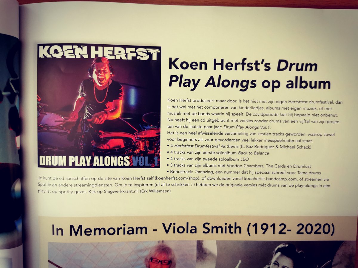 koenherfst's tweet photo. Thanks @Slagwerkkrant voor de toffe review van mijn eerste Drum Play Alongs album! 🥁🙏
Drummers, zin om mee te spelen met mijn drumless tracks? Download ze via https://t.co/C15sJuRDSf of stream via: https://t.co/ozVwldozHn
Ben benieuwd naar jullie versies!
#drumlesstracks https://t.co/MX25N9CJtz