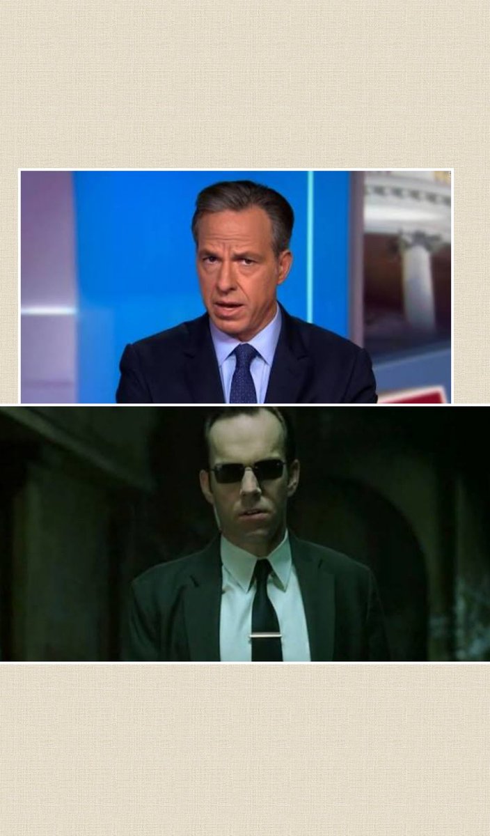 akahmer's tweet photo. Is #CNN @jaketapper agent Smith from #matirx? https://t.co/4ndb9U1vAk