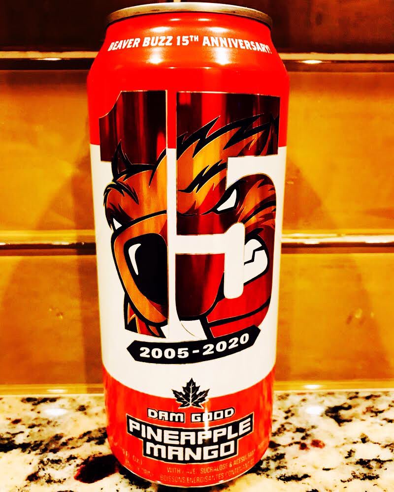 EnergyDrinkJosh's tweet photo. The newest flavor of #BeaverBuzzEnergyDrink #PineappleMango, it's been 15 #DamGood years and here's to even more! 🍻 #BeaverBuzzPineappleMango #BeaverBuzz #ZeroSugar #EnergyDrink #Beaver #Buzz #SugarFree #Energy #Drink #Pineapple #Mango #Canadian #Canada🇨🇦 #Canada #GetBuzzed https://t.co/CeJ8kOui4Y