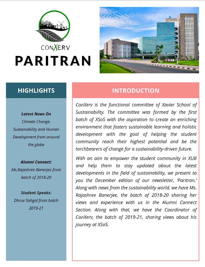 ConXerv's tweet photo. ConXerv presents monthly newsletter, Paritran; December Edition.

#monthlynewsletter #december2020 #schoolofsustainability https://t.co/hB2jQ5F5e9