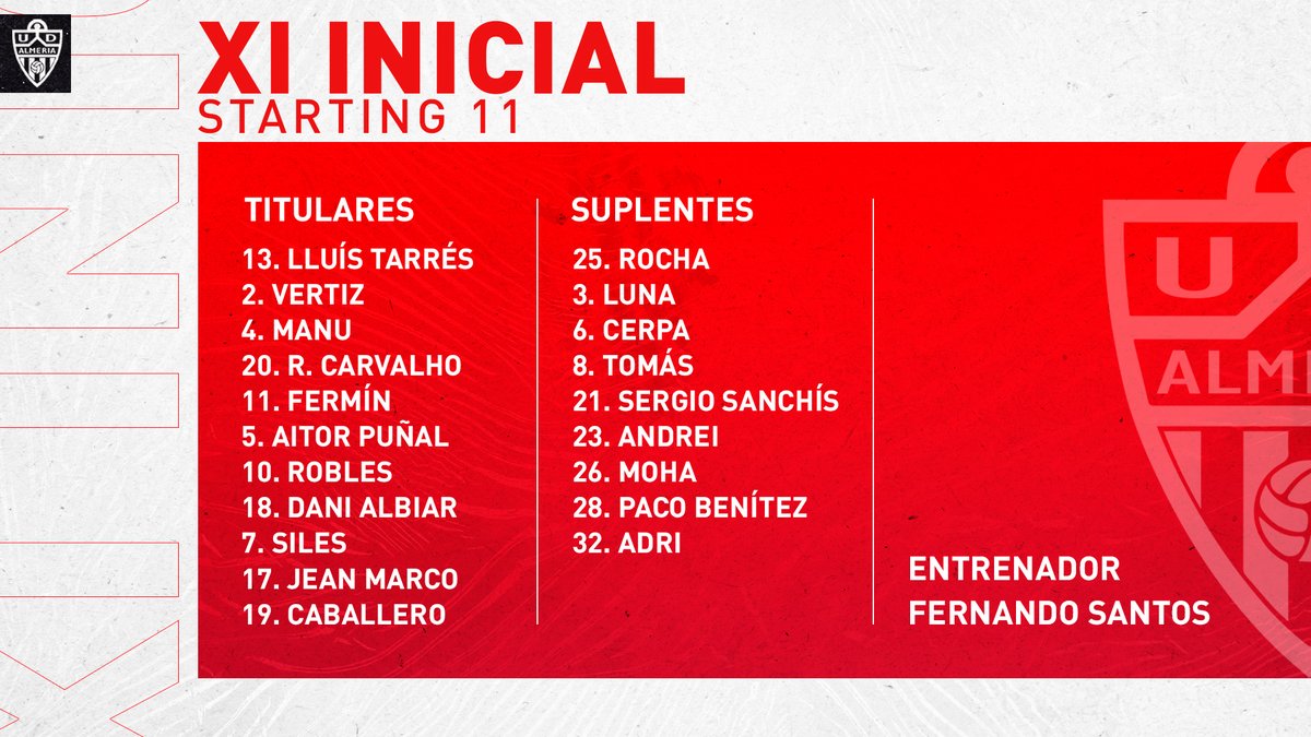 ⚔️ Confirmado el primer once del #UDAB en el 2021 🔴⚪️

#TorreperogilUDAB

#AcademiaUDA 🦁

#VamosAlmería