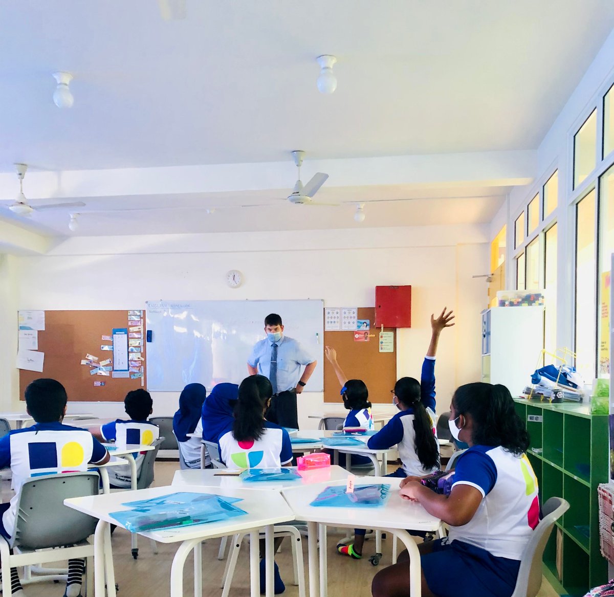 finlandschoolmv's tweet photo. After 10 long months, we finally reunite in the joy of learning. 6th graders had so many questions for their new teacher Mr. Leo. Welcome back everyone, we missed you! https://t.co/5oDAcLSHFK