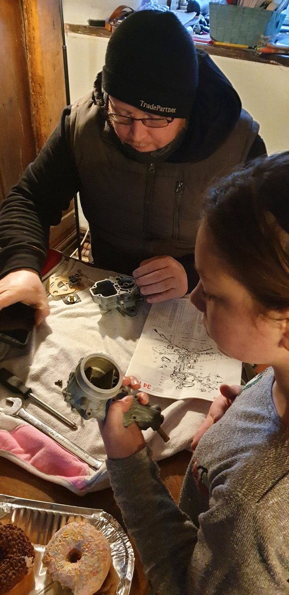 c_ami_m's tweet photo. Taking homeschooling to a new level, carberetta rebuild 101 😬
@RhiwSyrDafydd @MrHarroldRSDP  #homeschool #FatherDaughter #ClassicCarRebuild https://t.co/ay1egwj9X6