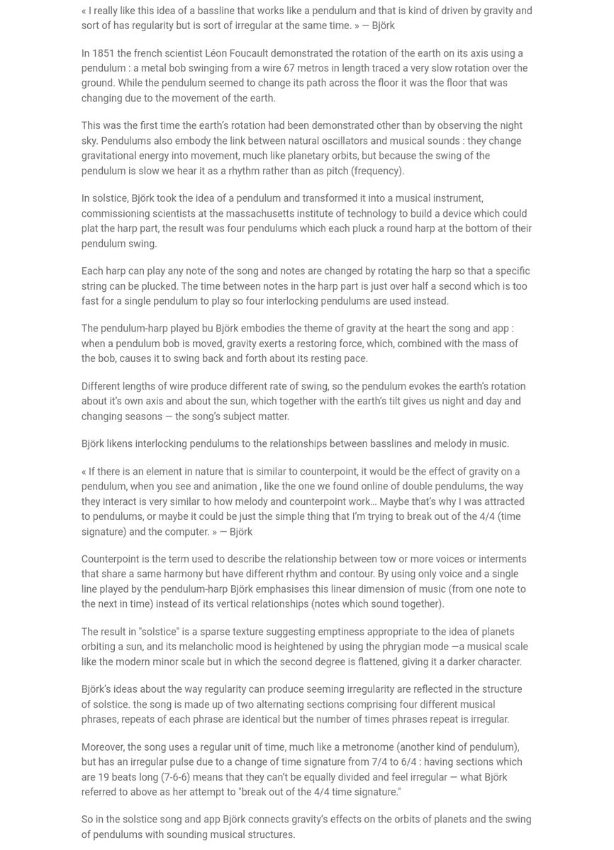 16. Nikki Dibben's Biophilia AnalysesShe's a musicologist and a University of Sheffield professor, who had the Herculean task of uniting all the different aspects of the project via words. It’s her clear/concise essays that explain the connection between song, nature, & science