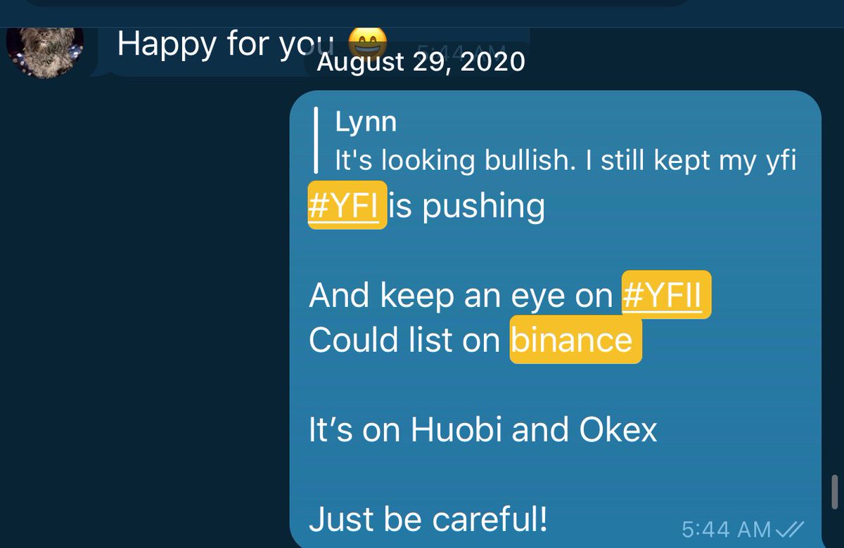 CryptoInfo_2017's tweet photo. Some asking me when did I say to buy #Yfii and #YFL
$Yfii at $1,500 - $1,700 right before #Binance listed it!
And $YFL at $120 usd!
As usual #SlayedAndFilleted
@coinwhisperers
#WeBackItUp
Only #cryptocurrency #family That cares about every #Trader
$50 to a Mil! https://t.co/HDiD2VLhjs
