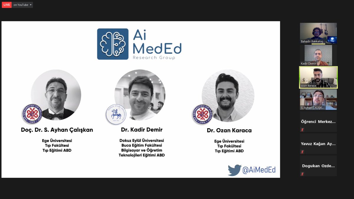 Proud to successfully presented our research at Artificial Intelligence and Medical Education Symposium 2021 organized by the Medical Artificial Intelligence Club,  İstinye University. 
<a href="/istinyemaiclub/">ISU MAI Club</a> 

<a href="/ayhancaliskan/">S. Ayhan CALISKAN</a> <a href="/ozanovic23/">Ozan Karaca</a> <a href="/KadirDemir/">Kadir Demir</a>