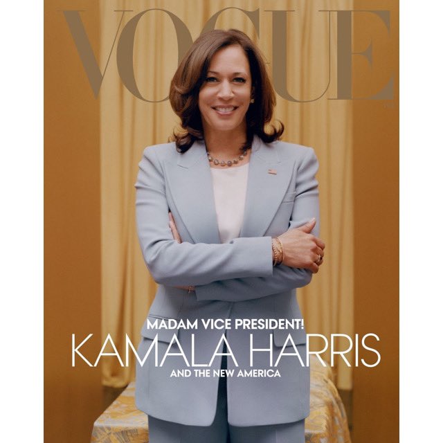 4. Here is the Vogue cover Kamala Harris’ team thought would be released. I’m told this cover on the left will be the digital cover, but the much maligned cover on the right has already gone to print and will be the cover available for sale and sent to subscribers.