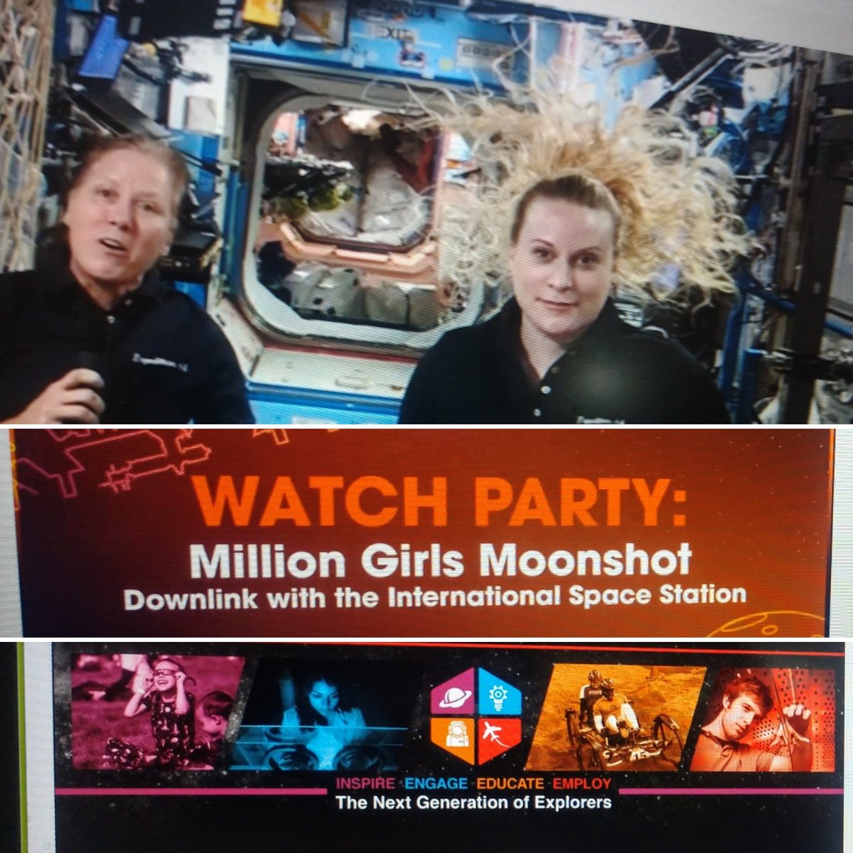 KEIB_MsBarton's tweet photo. KEIB teamed up last week with NASA &amp; STEM programming to bring the International Space Station Q&amp;A to EMHS &amp; IHS. 💚👩‍🚀🛰️ New Semester! New push for a better Planet Earth! Also kicked off our Anatomy &amp; Physiology- The Human Body in Space unit. 💚👩‍🚀🛰️ https://t.co/sKUMZH82KQ