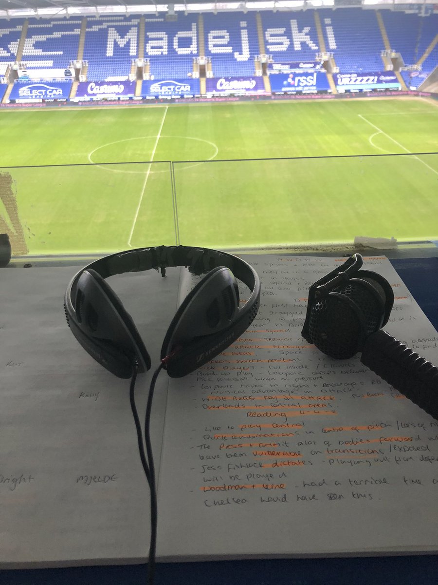 JennaSchillaci's tweet photo. Good to be back in the stands to co- commentate on the only @BarclaysFAWSL fixture to survive this weekend with @5liveSport 
A masterclass from @ChelseaFCW and Fran Kirby. 
#WSL #chelseaswfc #readingwfc #bbcsport #bbc5live #commentary #womenssuperleague #BarclaysFAWSL https://t.co/naIHOaTsKU
