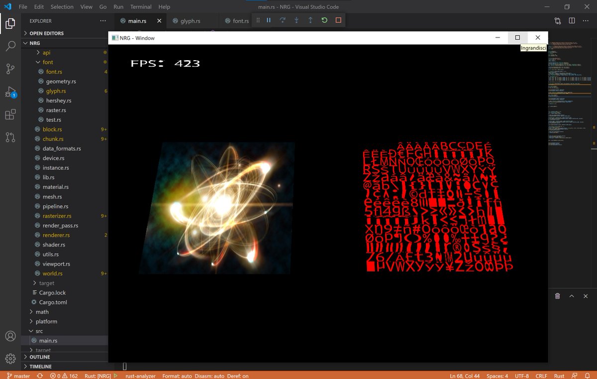 GENTS83's tweet photo. My weekend prototyping sessions to create a new game engine in @rustlang finally starts to become interesting after a lot of struggling with #vulkan #rust #vscode #rustanalyzer #rustgamedev during Christmas time :) https://t.co/YBDxfs3cke