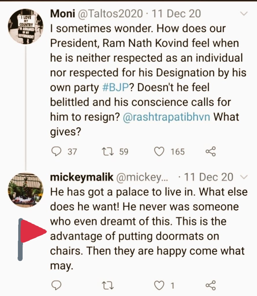 Just for the record, these are his observations about the President of India. The respected President of India represents a community too, isn't it?