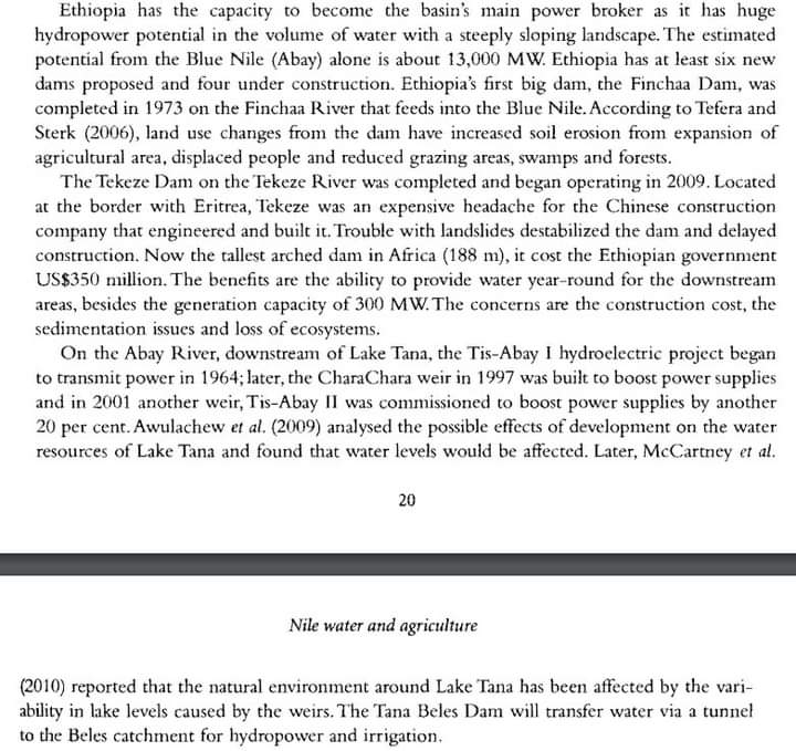3-2- لاثيوبيا سابقة مع سد فينشا والاضرار التى حدثت للتربة من زيادة تآكل التربة وتشريد السكان وتقليل مناطق الرعي والمستنقعات والغابات .3- تسببت الانهيارات الأرضية في زعزعة استقرار سد تيكيزي على نهر ستيت وتأخر بنائه وقتها .