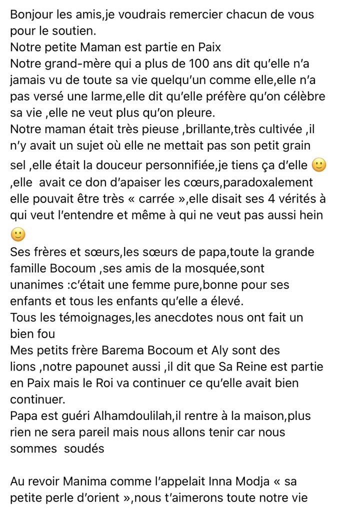 MariahBocoum's tweet photo. Protégeons nous les amis,la Covid est réalité,ce satané virus a emporté notre petite maman,qui ne sortait jamais,mais recevait de la visite 
Protégez vos parents 
@Innamodja https://t.co/laaCdD5c2E