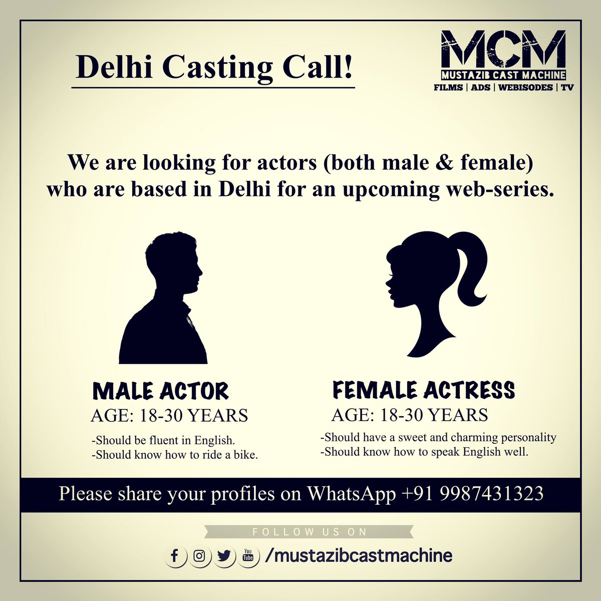 MustazibCastM's tweet image. Please read the requirements carefully.⠀
⠀
⁣⁣⁣#castingtips #castingdirector #director #actors #actorslife #actress #actresslife #filmmaking #filmmaker #bollywood #acting #star #mumbai #india #casting #producer #writer #script #talents #mcm #mustazibcastmachine