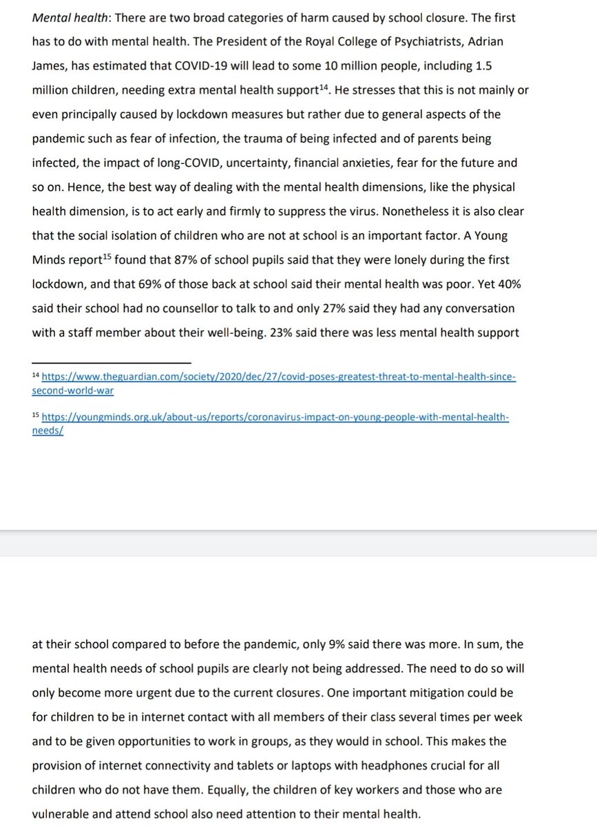 8/ We do need to consider mental health, the past year has caused trauma for many due to a wide range of issues.Rapid suppression of the virus is vital so students can participate in activities that support well being in and out of school.Suggests remote group work could aid