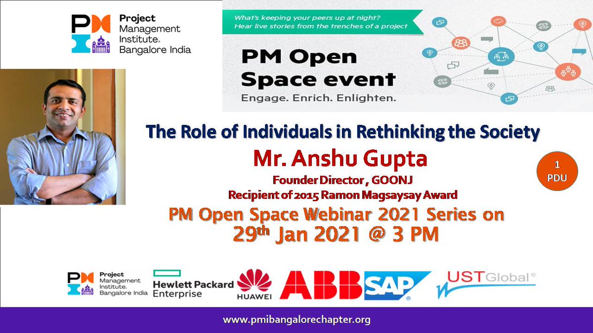 PMIBangalore's tweet photo. Social Responsibility is de facto need of the Society PMI Bangalore India Chapter's PM Open Space brings you an eye opening session about Individual Contribution to Society on 29-01-21 3 PM
Register: https://t.co/Cmm3Qi8UV5 #SDG @goonj
#empathy #pmi #pmiblr #pmimc @anshugoonj https://t.co/rKyyhIjfmW