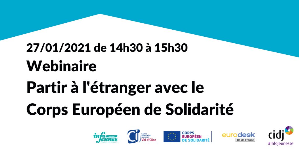 Le_CIDJ's tweet photo. 🇪🇺🤝🌍Envie de découvrir un autre #pays en t’engageant dans une #mission d’intérêt général ?

Si tu as entre 17 et 30 ans, alors le Corps Européen de Solidarité est fait pour toi !

Participe au webinaire du 27 janvier pour en apprendre plus.

Inscris-toi👉https://t.co/o0gXxD9B1t https://t.co/HLx8zKmfT8
