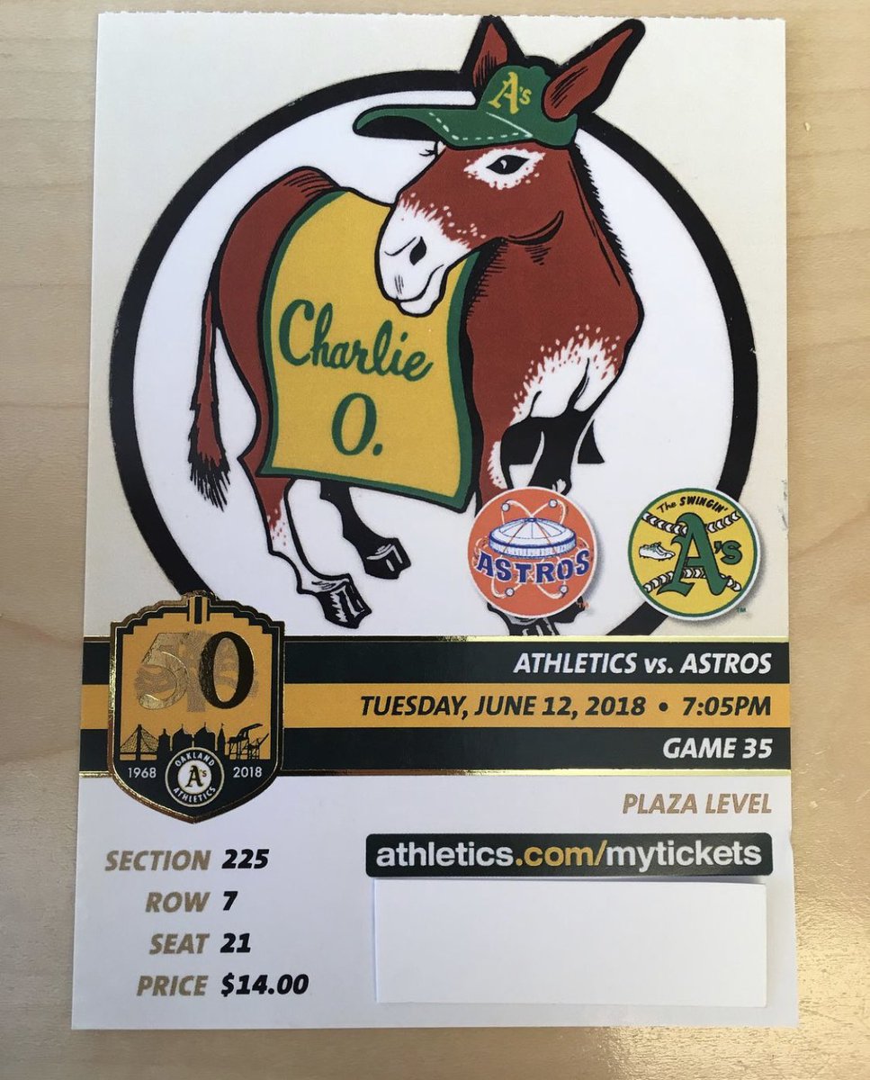 Eric11714's tweet photo. One of the amusing facts in @Athletics history is that it’s the only team to have had mascots somewhat mirroring the mascots of the nation’s political parties. Don’t think any other team can make that claim. #baseballpatch #baseballmascots #CharlieO #MissouriMule not a donkey https://t.co/hDkcgHyRp9