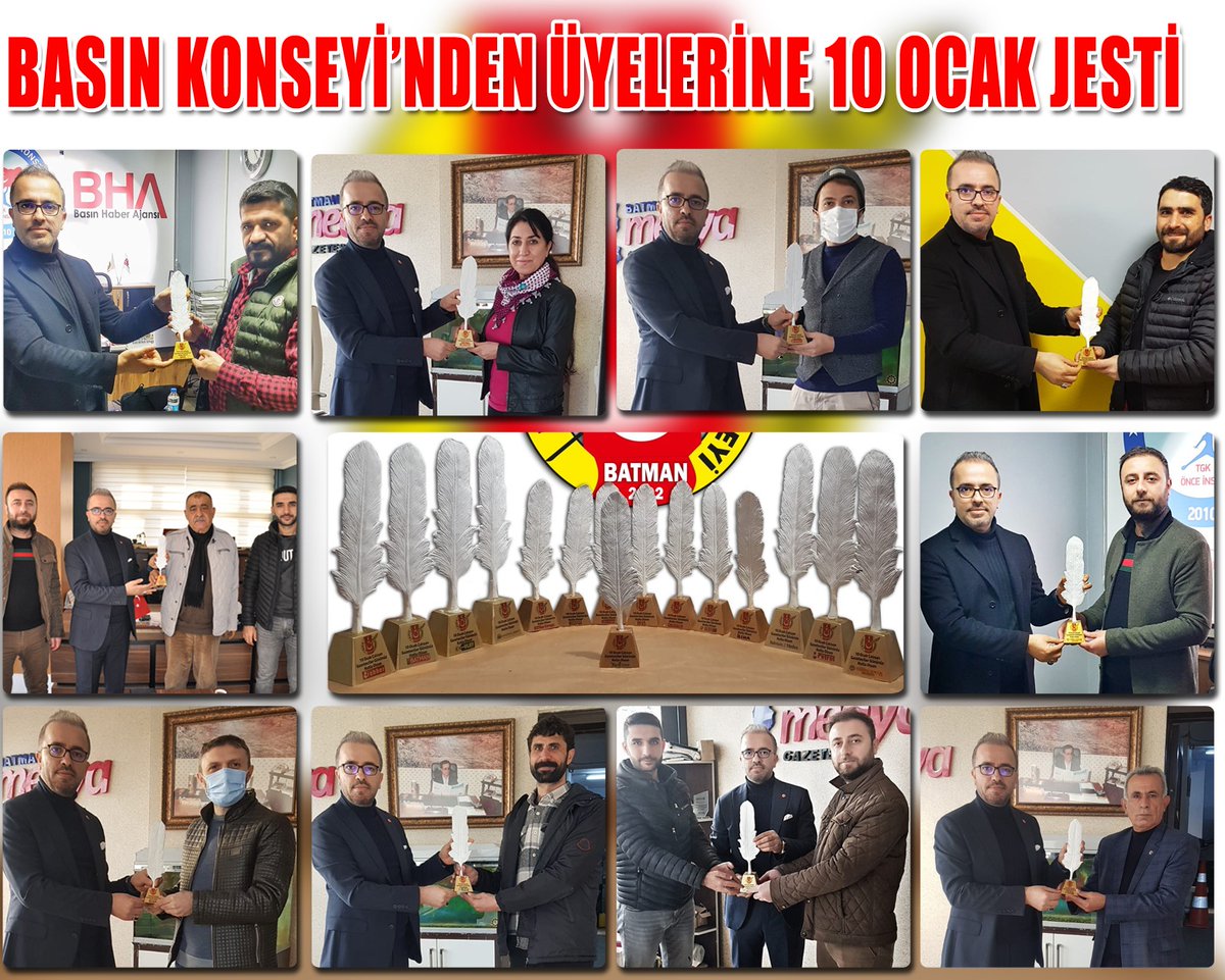 Batman Basın Konseyi olarak bugün üyelerimize 10 Ocak Çalışan Gazeteciler Günü dolayısı ile basın mesleğini temsil eden ‘tüy kaide’ hediye ederek günlerini kutladık.
<a href="/bmgyc/">Batman Basın Konseyi</a> <a href="/kgkbatman/">Batman Küresel Gazeteciler Konseyi</a>