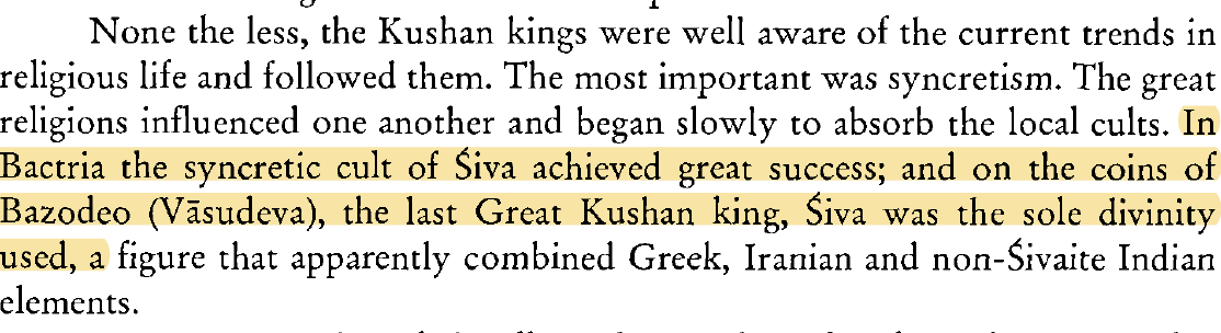 The strong Shaivite nature of almost every Kushan Emperor since the founding is no better stated than the fact the last Great Kushan King Vasudeva had only Lord Shiva on his coinage, no other diety.